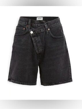Agolde Black Criss-Cross Denim Shorts - MOM jean